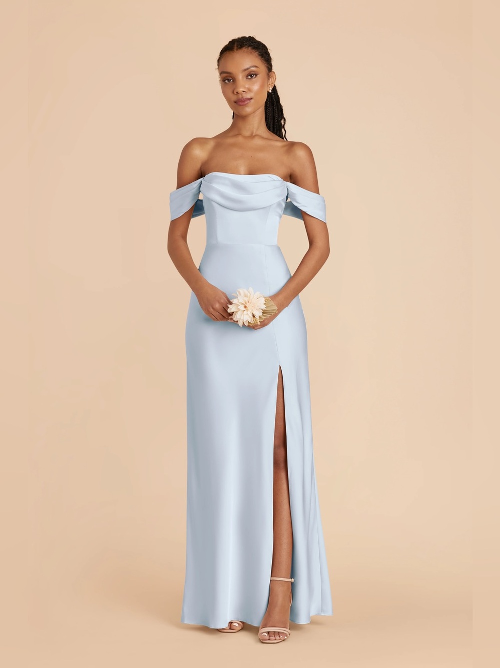 Birdy Grey Mia Matte Satin Dress Mist Blue XS